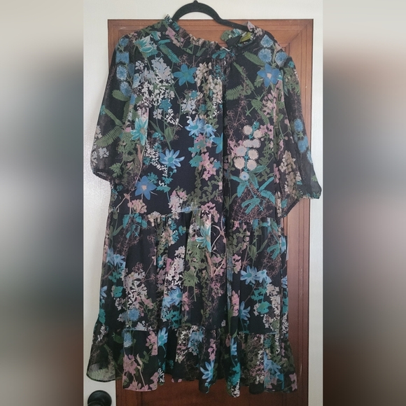 Melonie T Womens black floral dress size 18 #12 - Picture 2 of 5